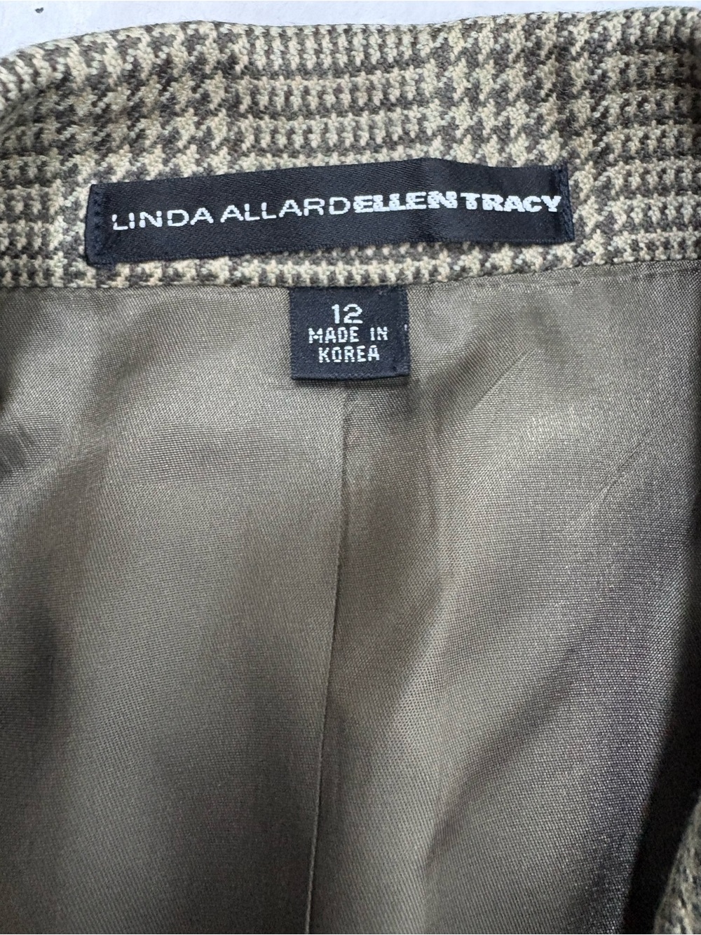 Vintage Linda Allard Ellen Tracy Wool Glen Plaid Blazer 90s Size 12 - Picture 11 of 13